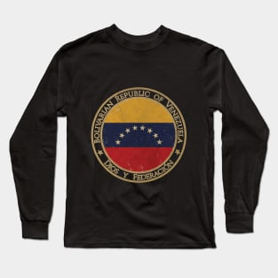 Vintage Bolivarian Republic of Venezuela USA South America United States Flag Long Sleeve T-Shirt